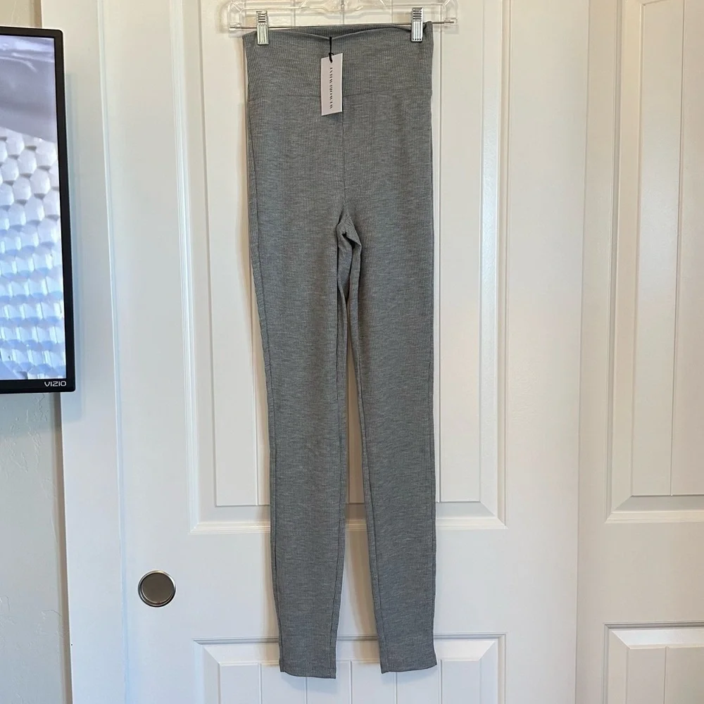 NWT WeWoreWhat waffle leggings in heather gray women’s size small casual comfy - Picture 2 of 7